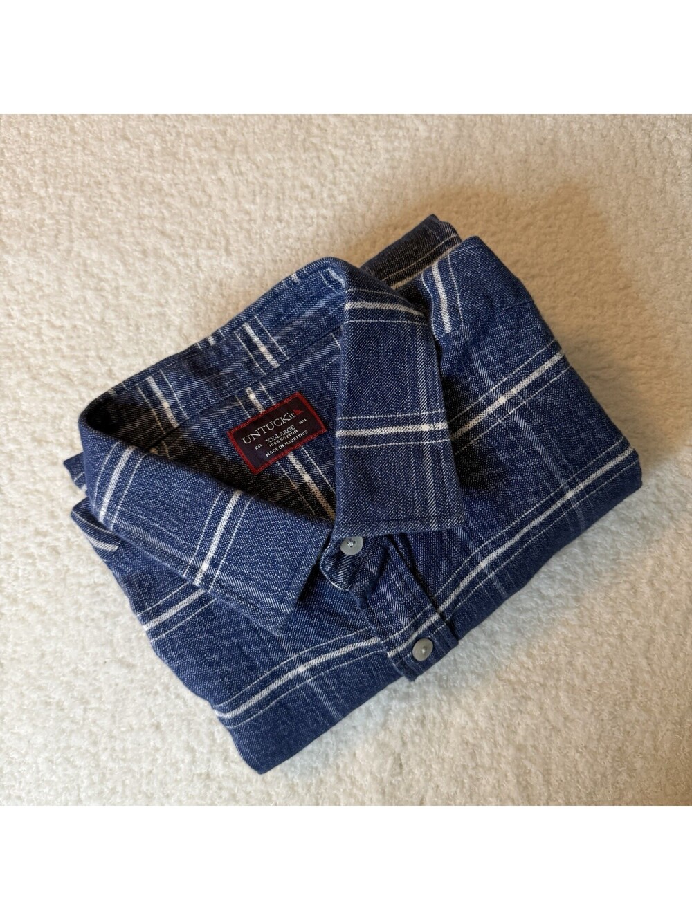 UNTUCKit Brigue Men’s XXL Blue Plaid 100% Cotton Button Front Shirt